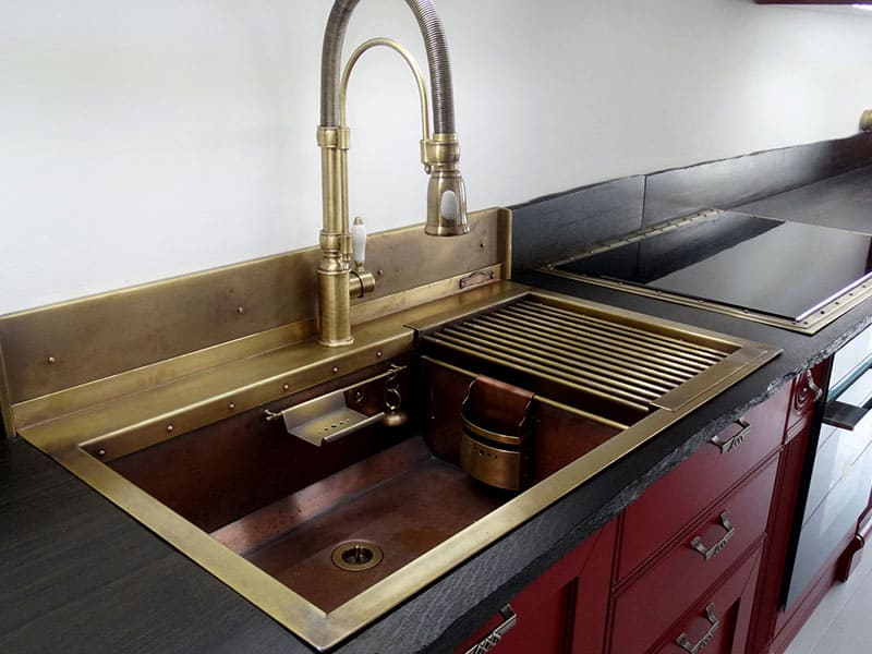 Copper Double Sink Kitchen