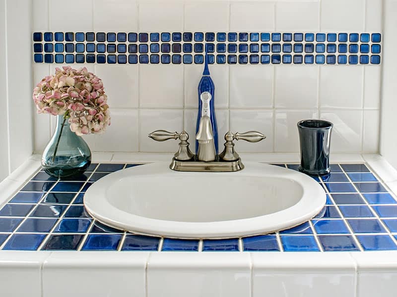 Blue Tiled Vanity Sink