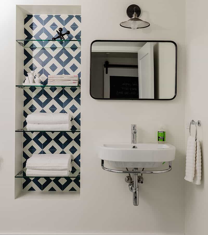 Recessed Shelf With A Geometric Backdrop
