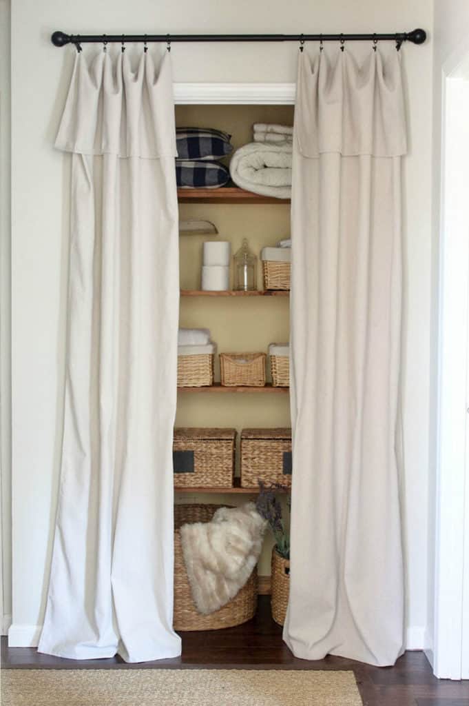 Simple Beige Curtain Linen Closet