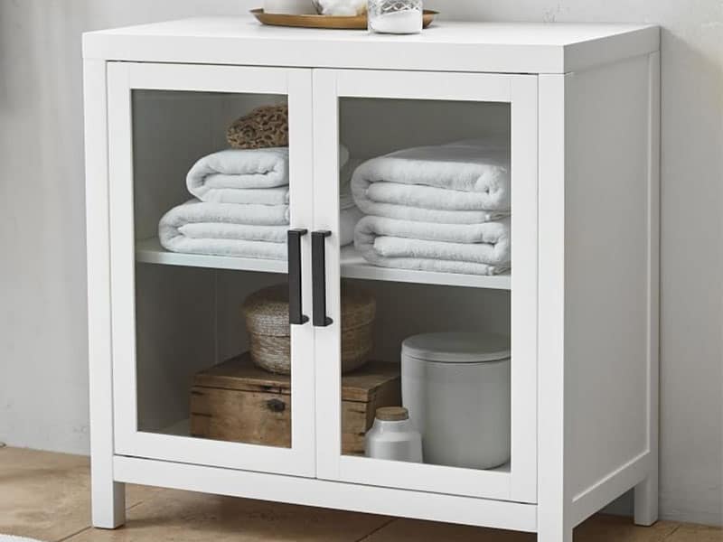 White Glass Front Cabinet