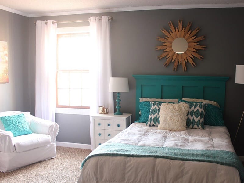 Add A Teal Wooden Bed 
