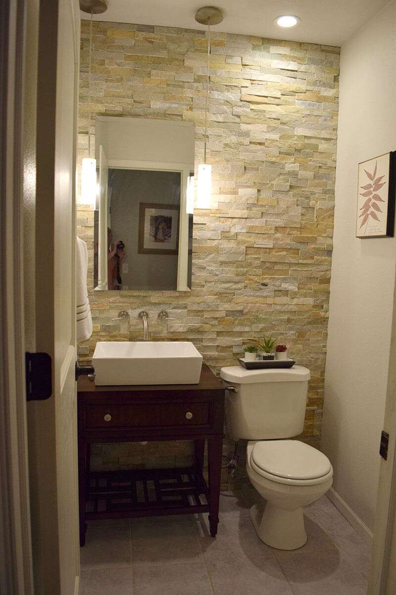 Bathroom With Stone Wall