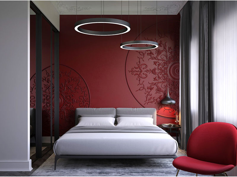 Bedroom With Red Wall