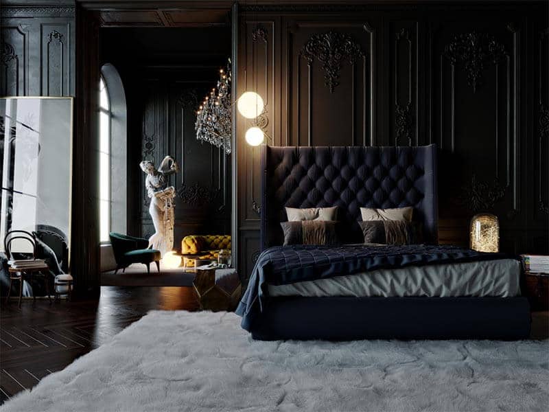 Black Bedroom Rug