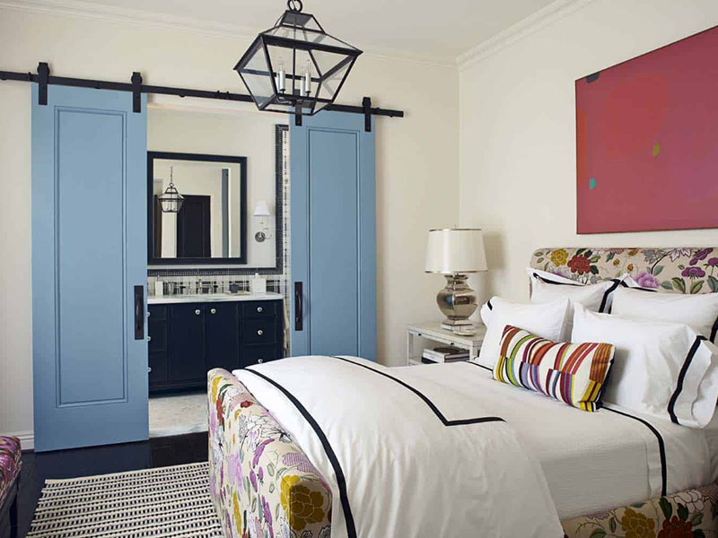 Blue Double Sliding Doors