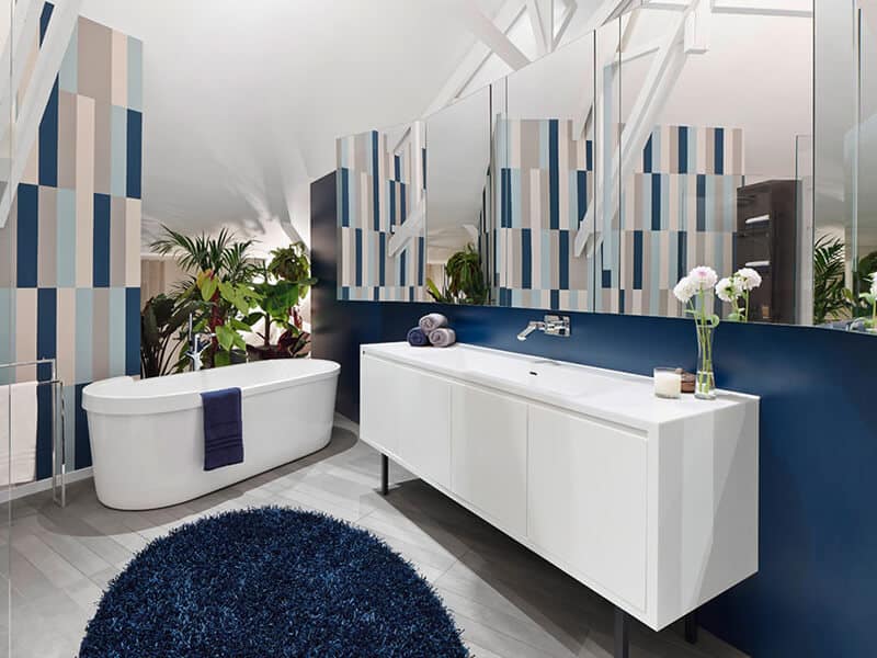Blue Light Gray Bathroom