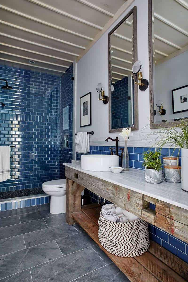 Blue Tile And Backsplash