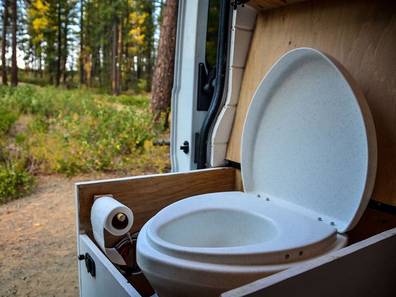 Composting Toilet Set Inside A Van