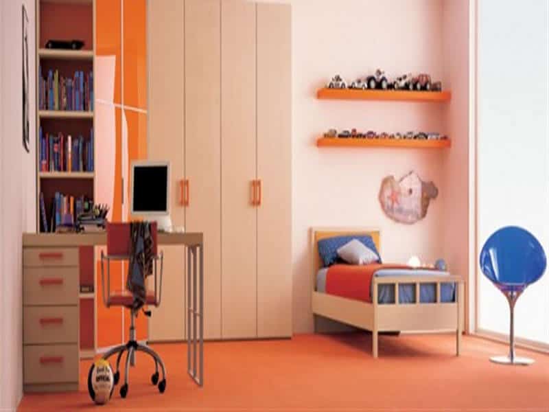 Cream Orange Bed Room