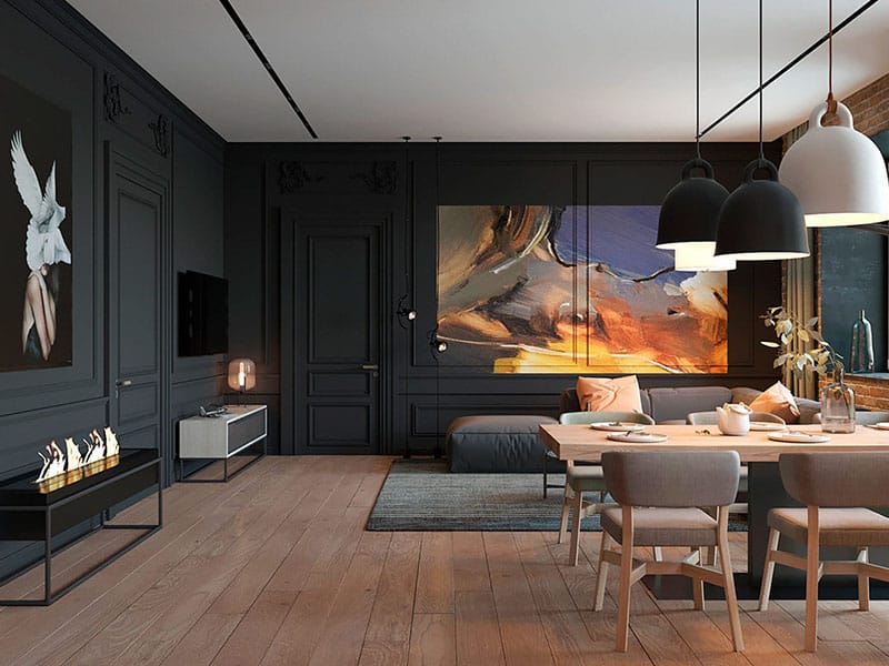 Dark Eclectic Living Room