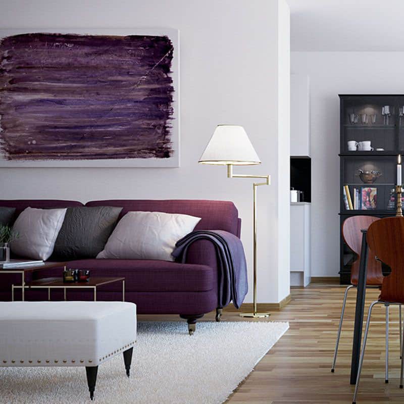 Dark Violet Wall Art And Sofa