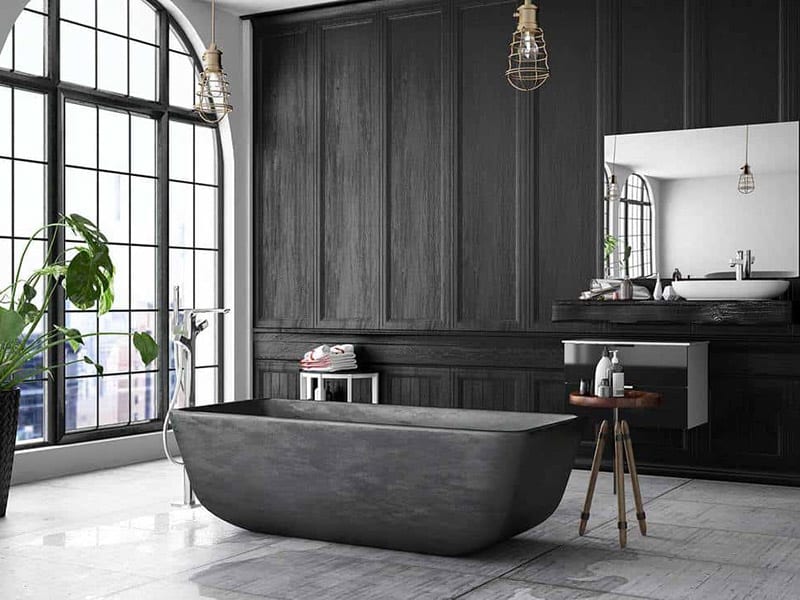 Dark Wood Wall Bathroom