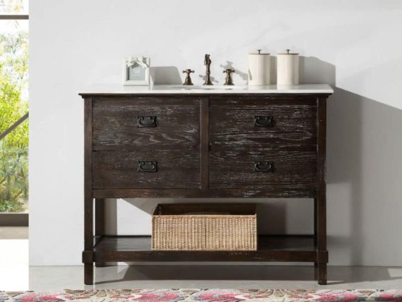 Deep Brown Wooden Bathroom Vanity