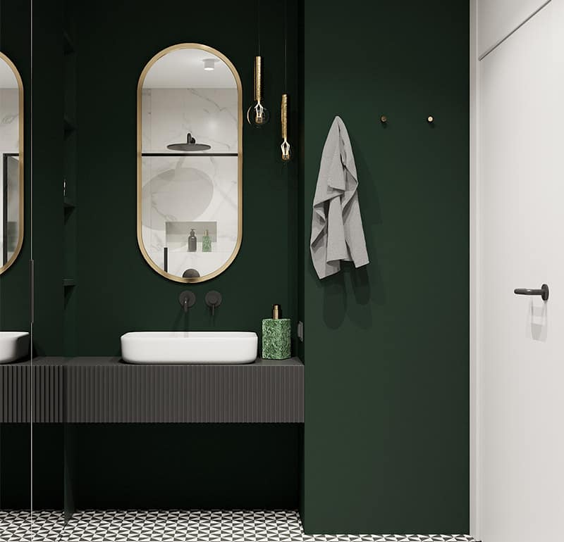 Deep Green Bathroom Wall