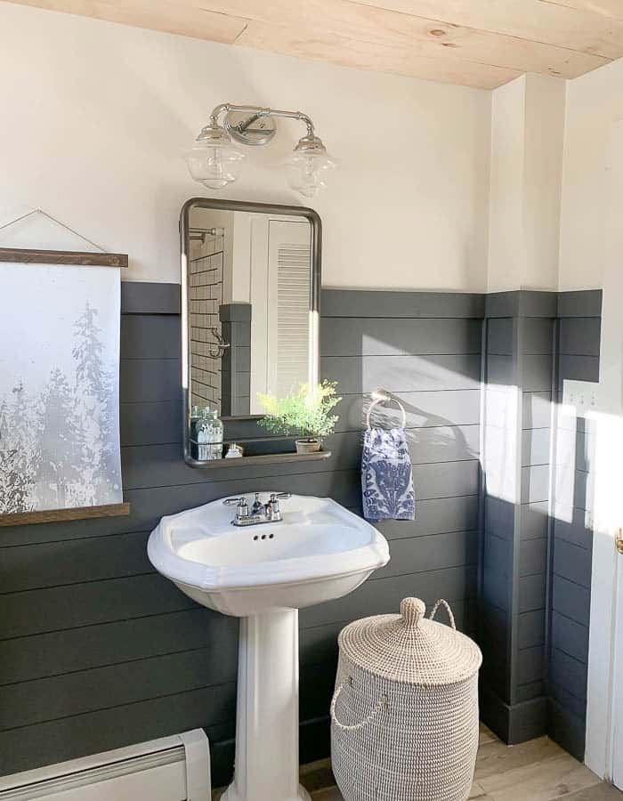 DIY Planked Bathroom Ceiling