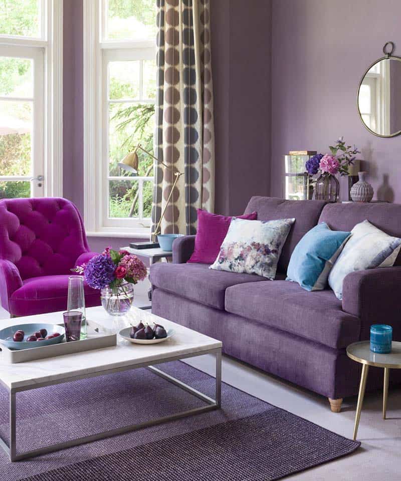Dusky Violet Wall And Turquoise