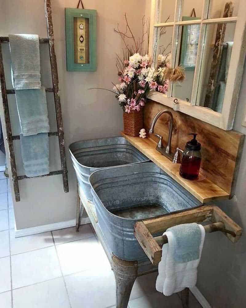 Galvanized Tin And Wood Vanity