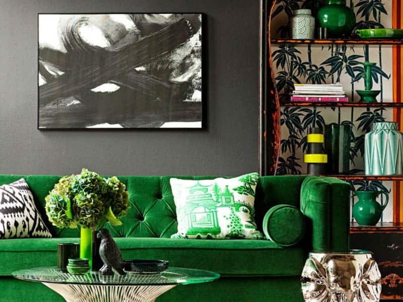 Green Velvet Sofa 