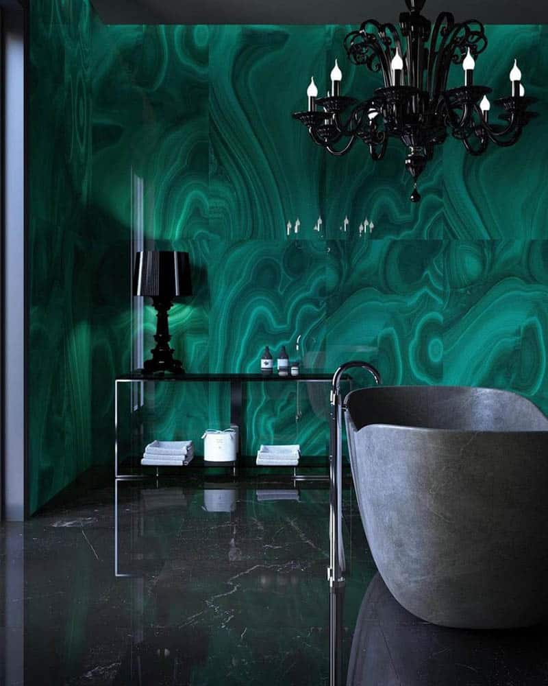 Green Wall With Gray Bathtub