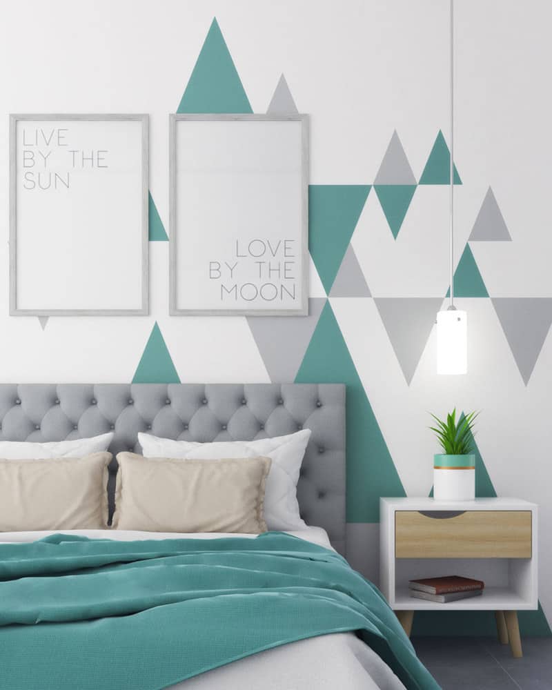 Grey And Teal Triangle Accents