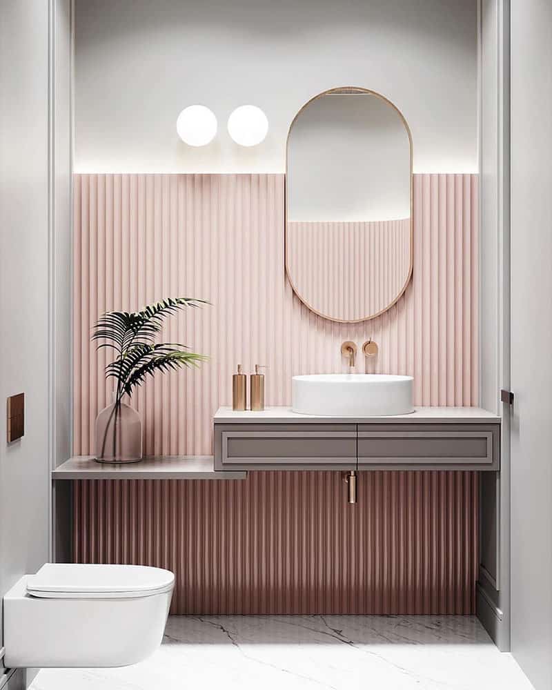 Powder Pink With Gray Vanity