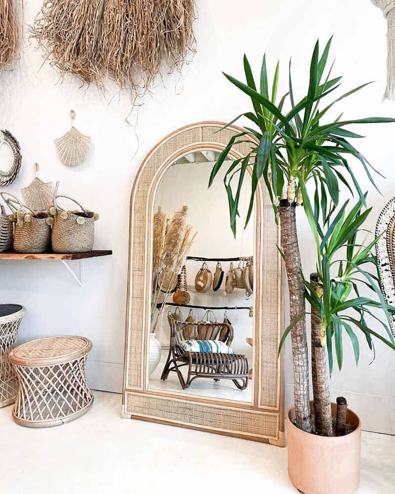 Rattan Standing Mirror