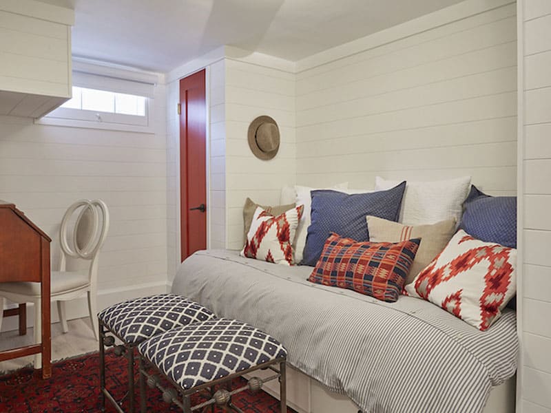 Red Closet Door And White Shiplap Wall