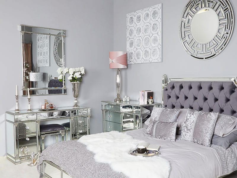 Silver Mirror Above Bed