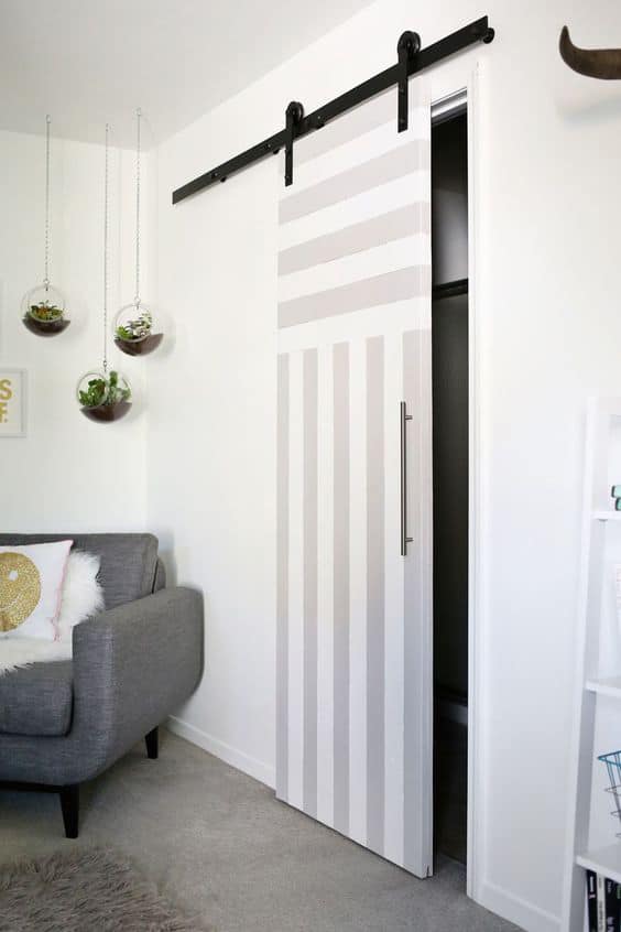 Sliding Door With Decorative Stripes