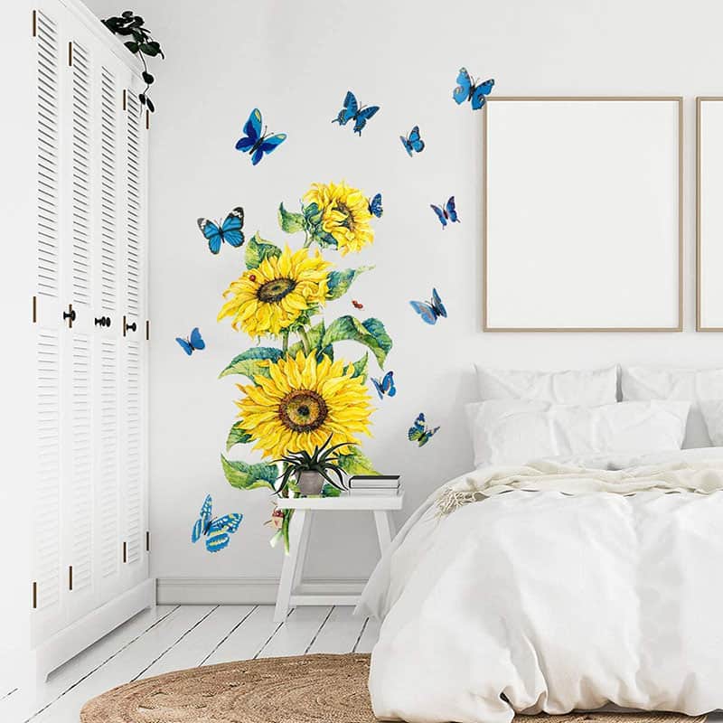 Sunflower And Butterfly Wall Decal