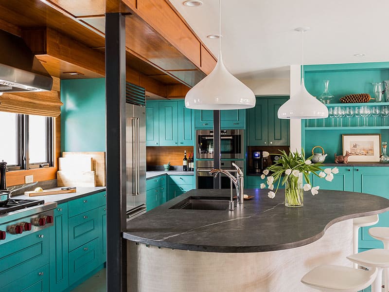 Teal Cabinets 