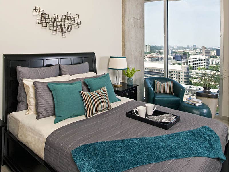 Teal Grey Bedroom