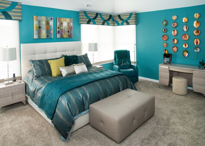 Teal Walls And Grey Carpet