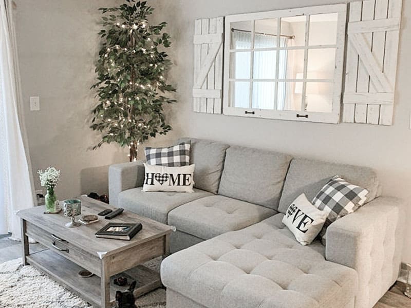 White Farmhouse Window Style Mirror 