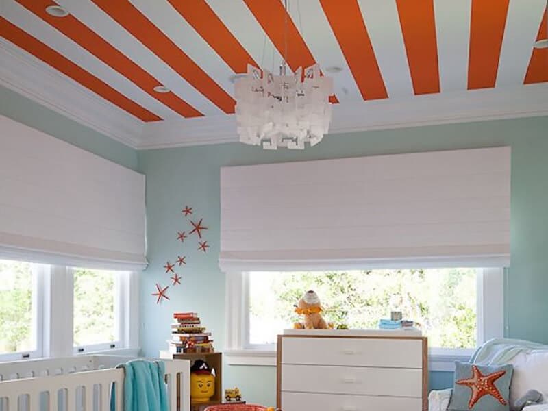 White Orange Stripe Ceiling