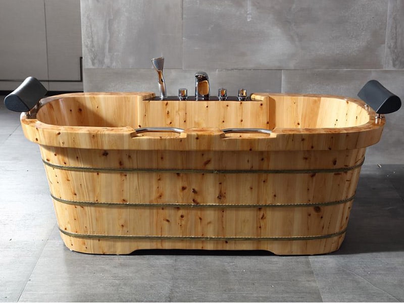 Wooden Bathtub With Built In Shower
