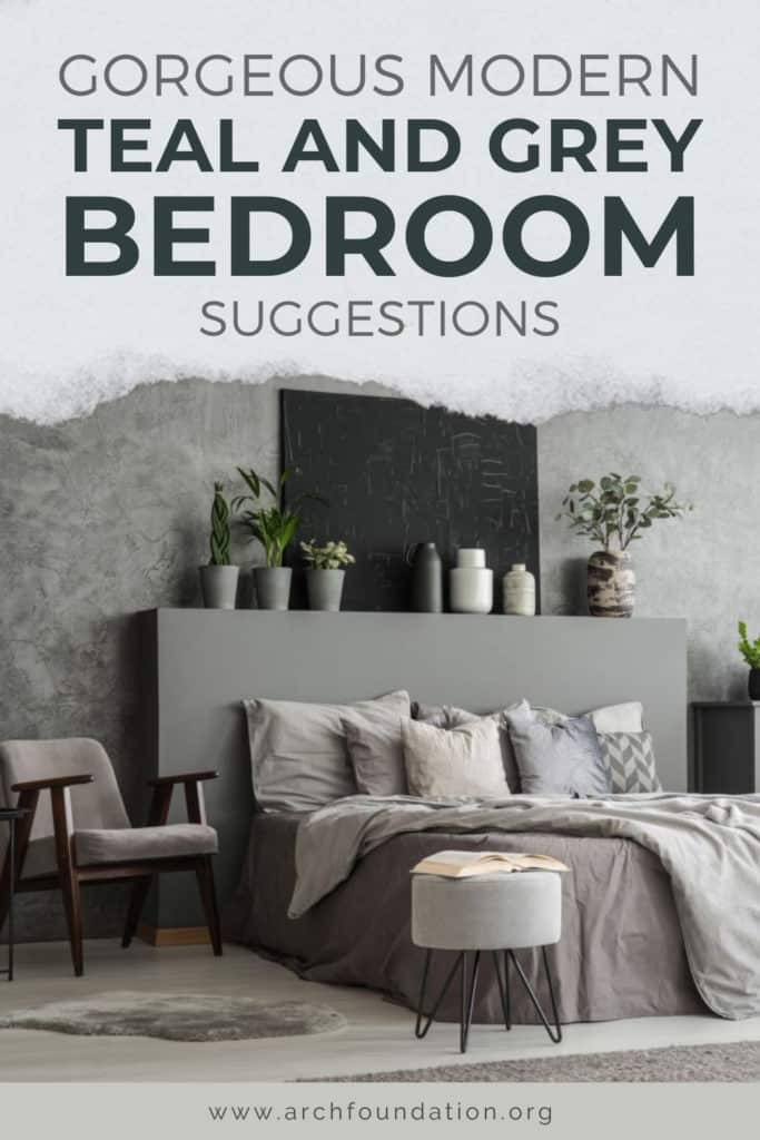 Modern Teal And Grey Bedroom