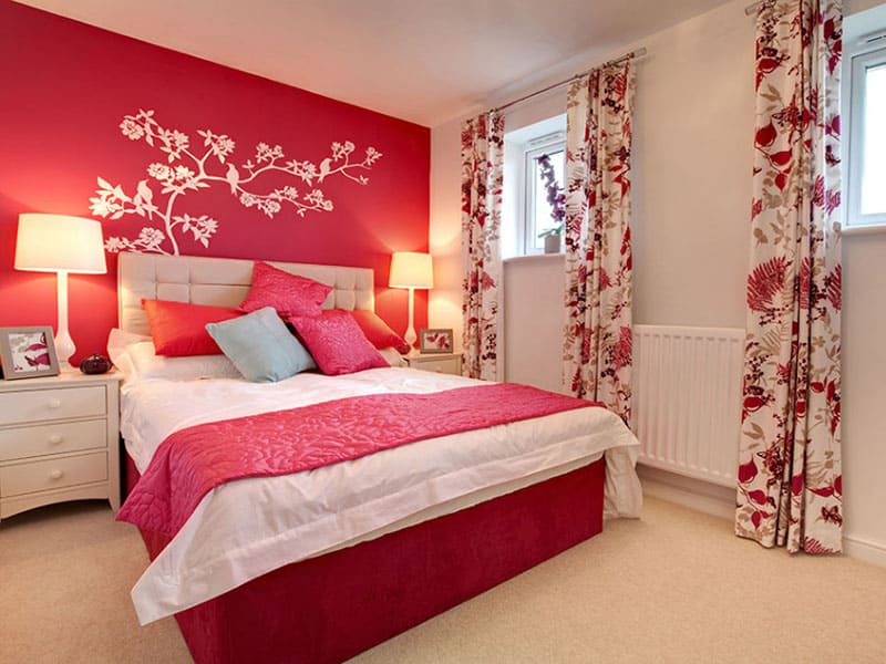 Red Bedroom Wall Painting