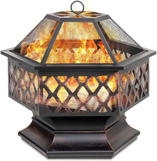 Best Choice Products Hex-Shaped 24 in Steel Cheap Fire Pit for Garden