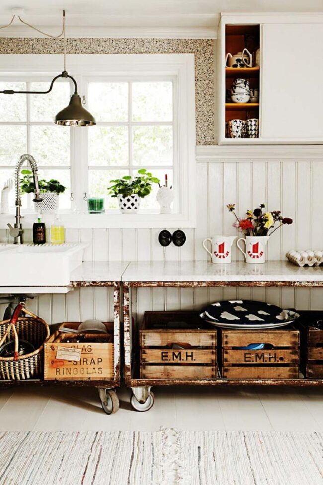 Open Kitchen Crate Storage