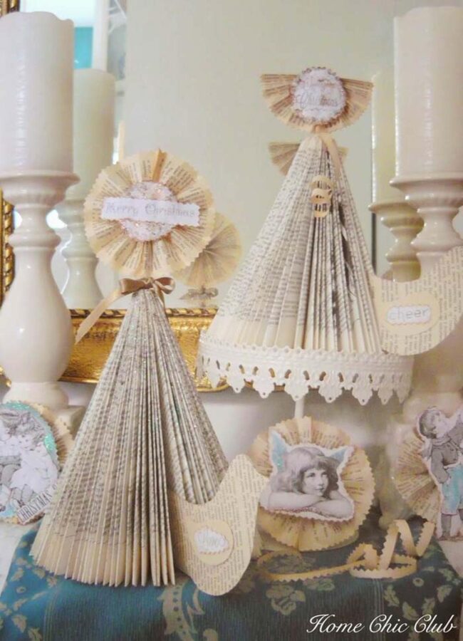 Book Page Cone Tree Crafts