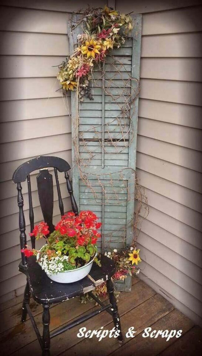 Floral Shutter and Chair
