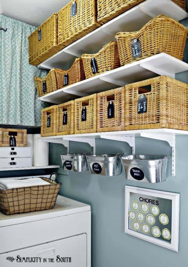 Small Laundry Open Shelving