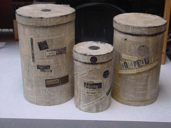 Book Page Decoupage Containers