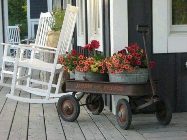 Floral Showcase in Vintage Cart