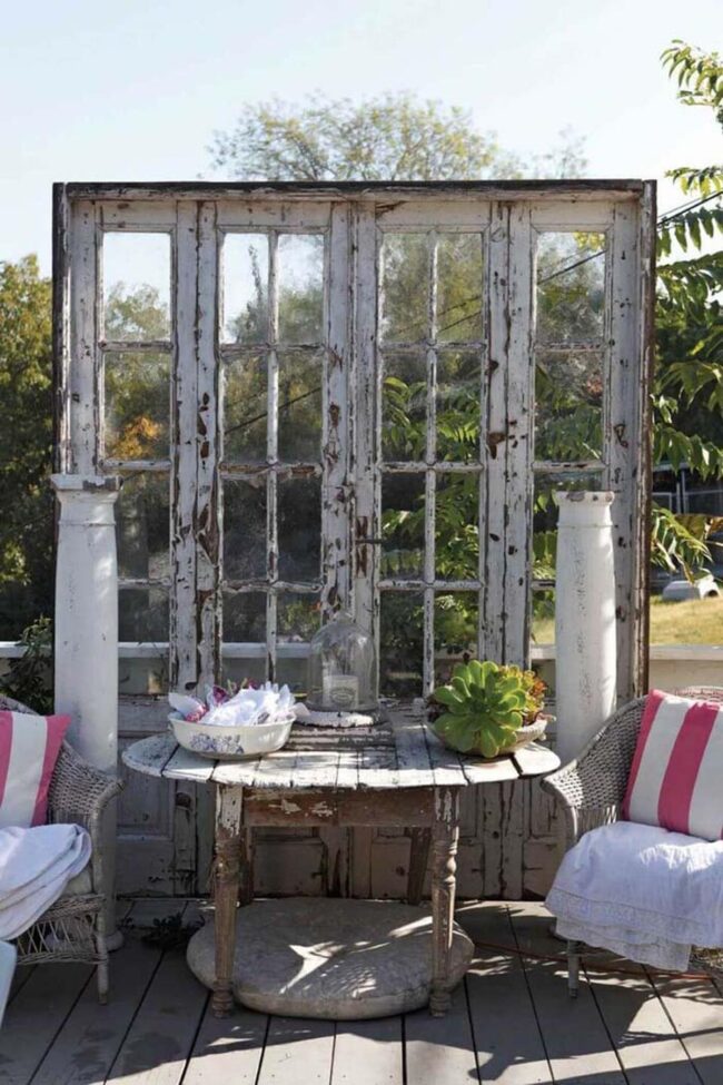Repurposed French Door Garden Wall