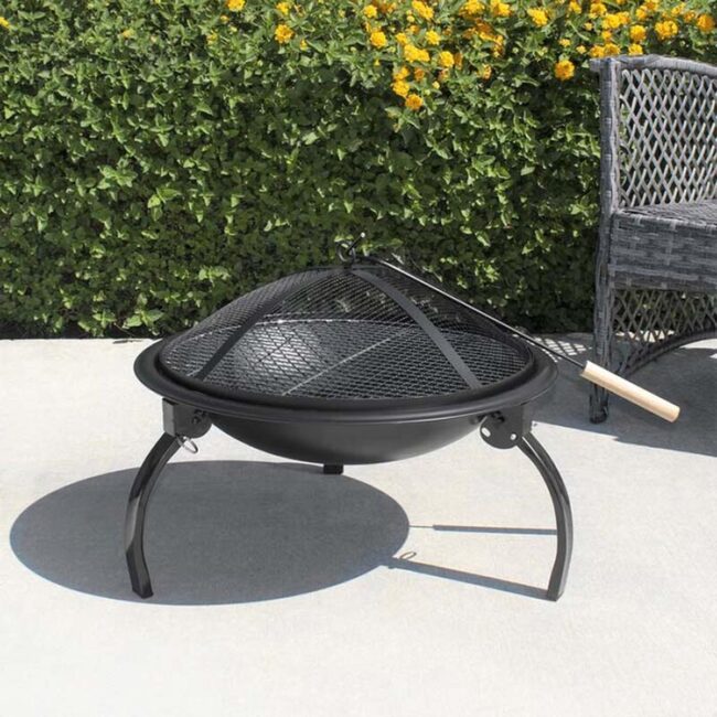 Valentine 15.75 H x 23 W Steel Wood Burning Outdoor Fire Pit with Lid