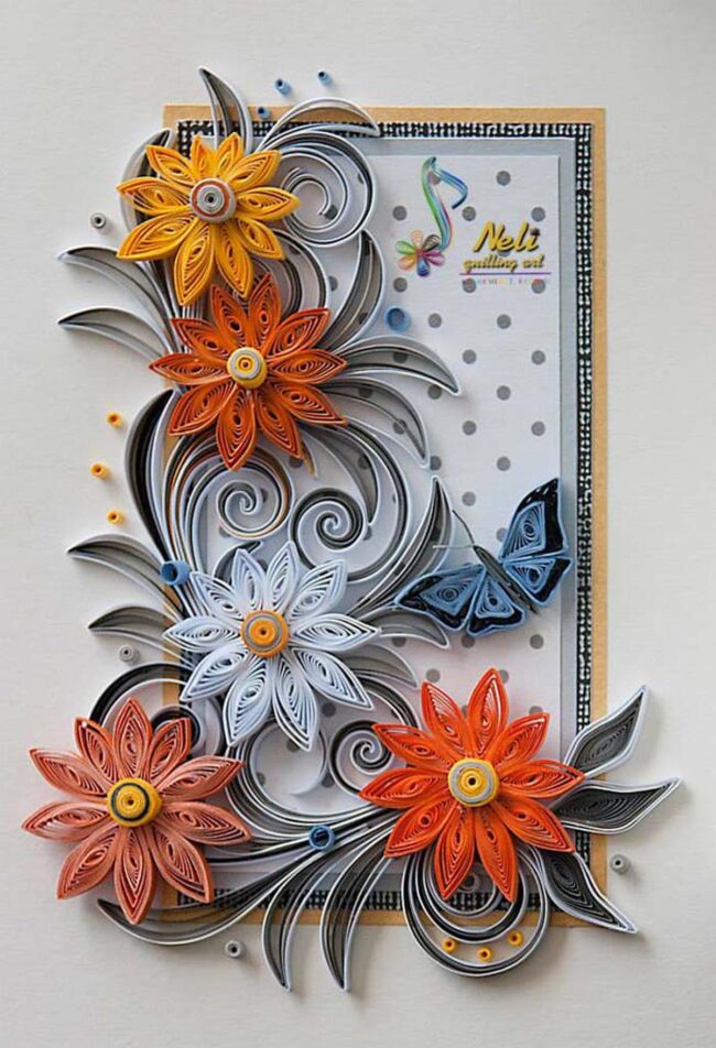 Oranges and Whites Quilling Cards