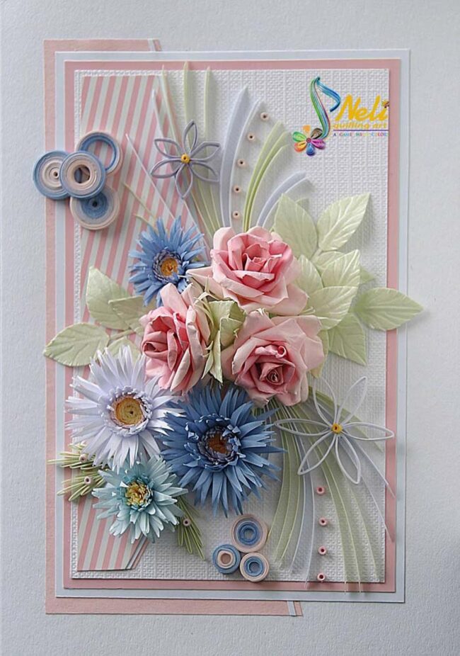 Pastel Quilling Flowers in Bloom